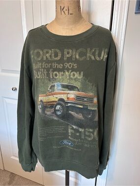 Ford Olive Green Graphic Crewneck Sweatshirt